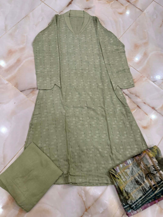 TAWAKAL 03 PC STITCH SUIT / LIGHT GREN
