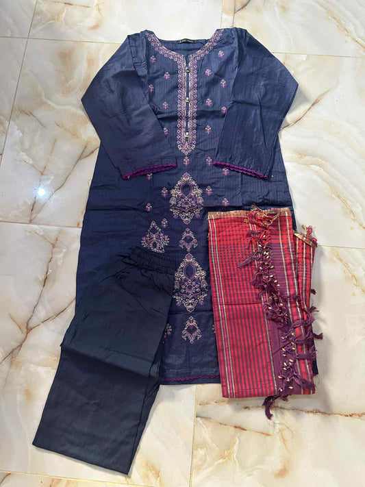 J. 03 PC STITCH SUIT / NAVY BLUE