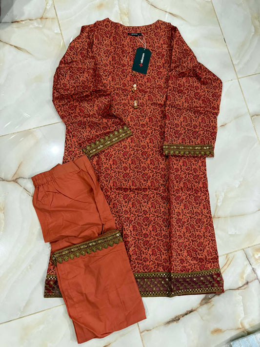 AL KARAM 02 PC STITCH SUIT / RED