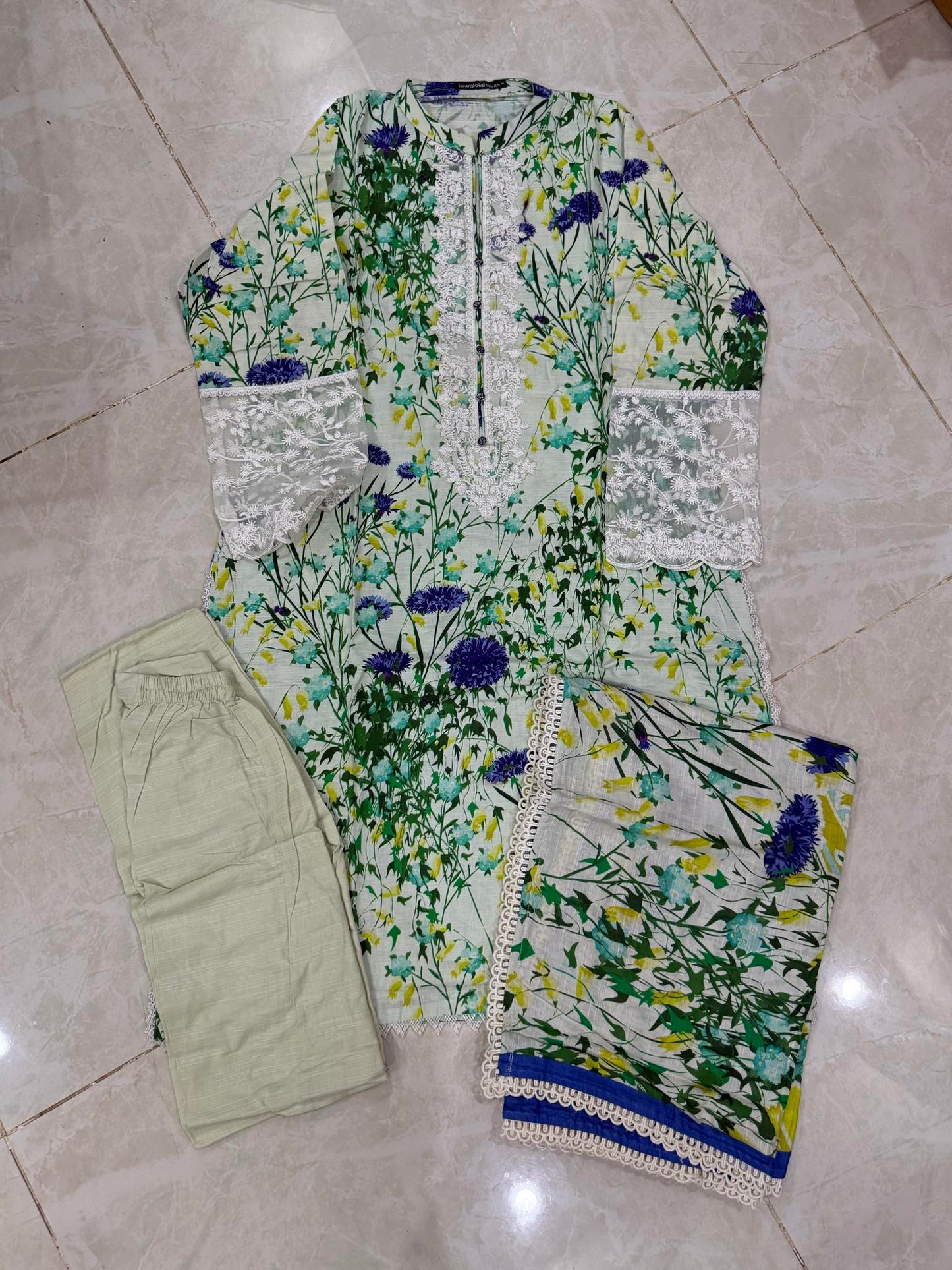 12/12 SALE TAWAKAL 03 PC STITCH SUIT / LIGHT GREEN