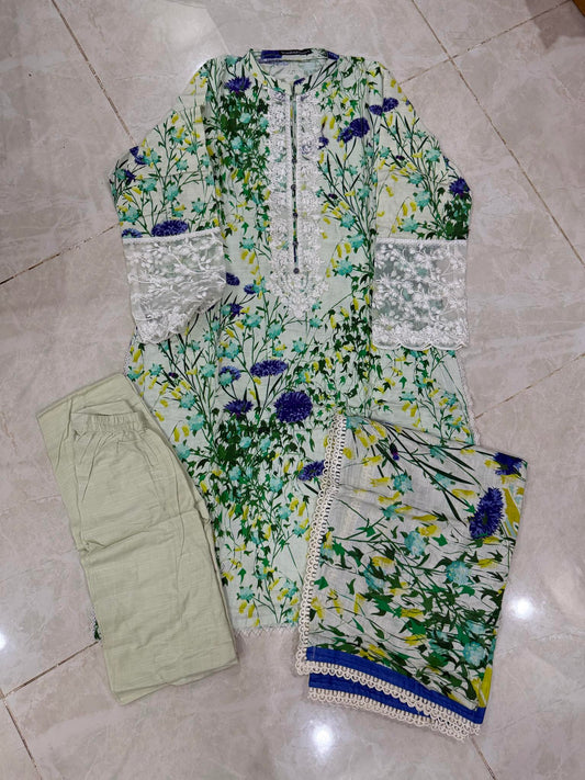12/12 SALE TAWAKAL 03 PC STITCH SUIT / LIGHT GREEN
