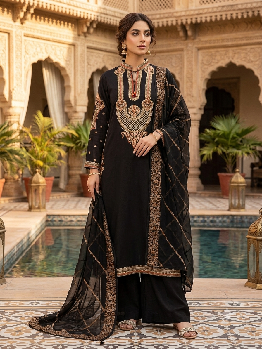 GULL AHMED 3PC STITCH HEAVY EMB BRIDAL DRESS