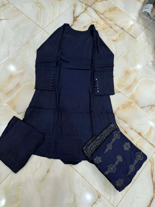 TAWAKAL 03 PC STITCH SUIT / NAVY BLUE