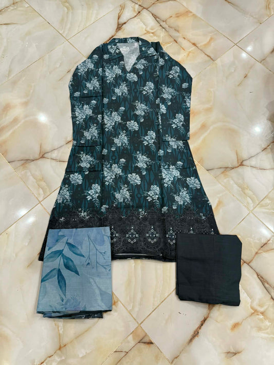 TAWAKAL 03 PC STITCH SUIT / MULTI BLUE