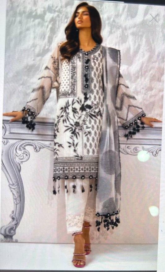 sanasafinaz 03 pc unstitch suit / off white & black