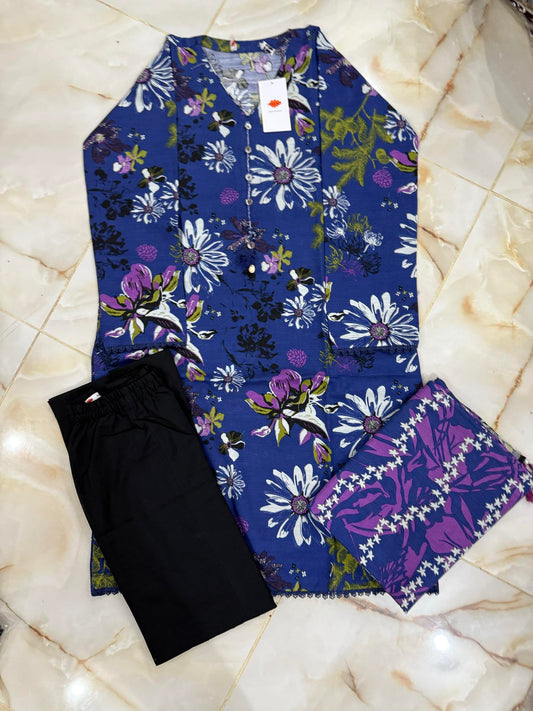 KHAADI 03 PC STITCH SUIT / BLUE