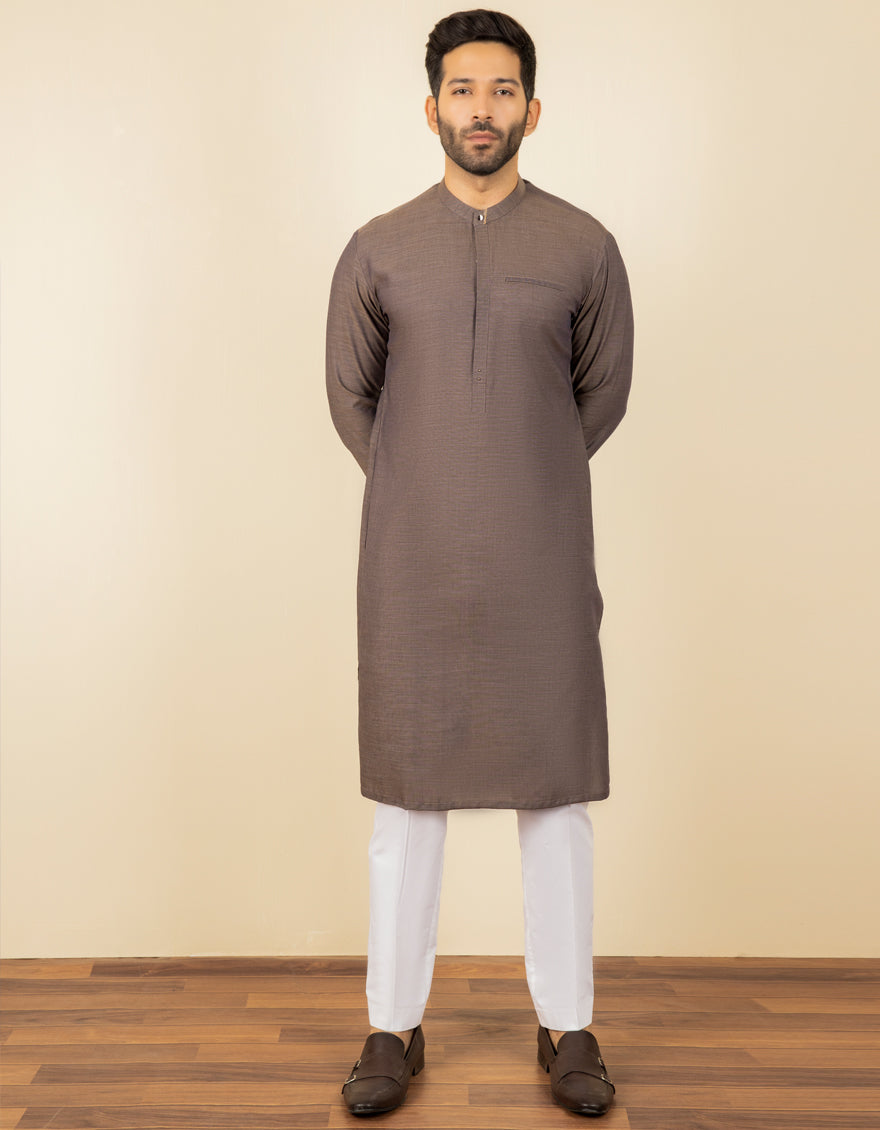 J.KURTA-STITCH/MEN-LIGHTBROWN