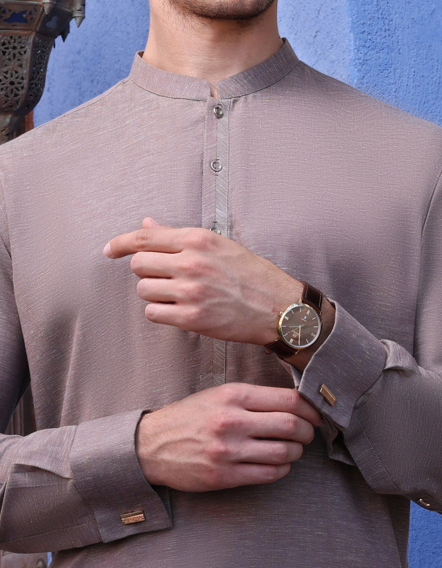 J.KURTA PAJAMA/MEN-LIGHT BROWN