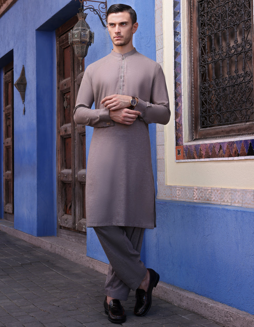 JJ-MENS KURTA TROUSER/REDISH BROWN