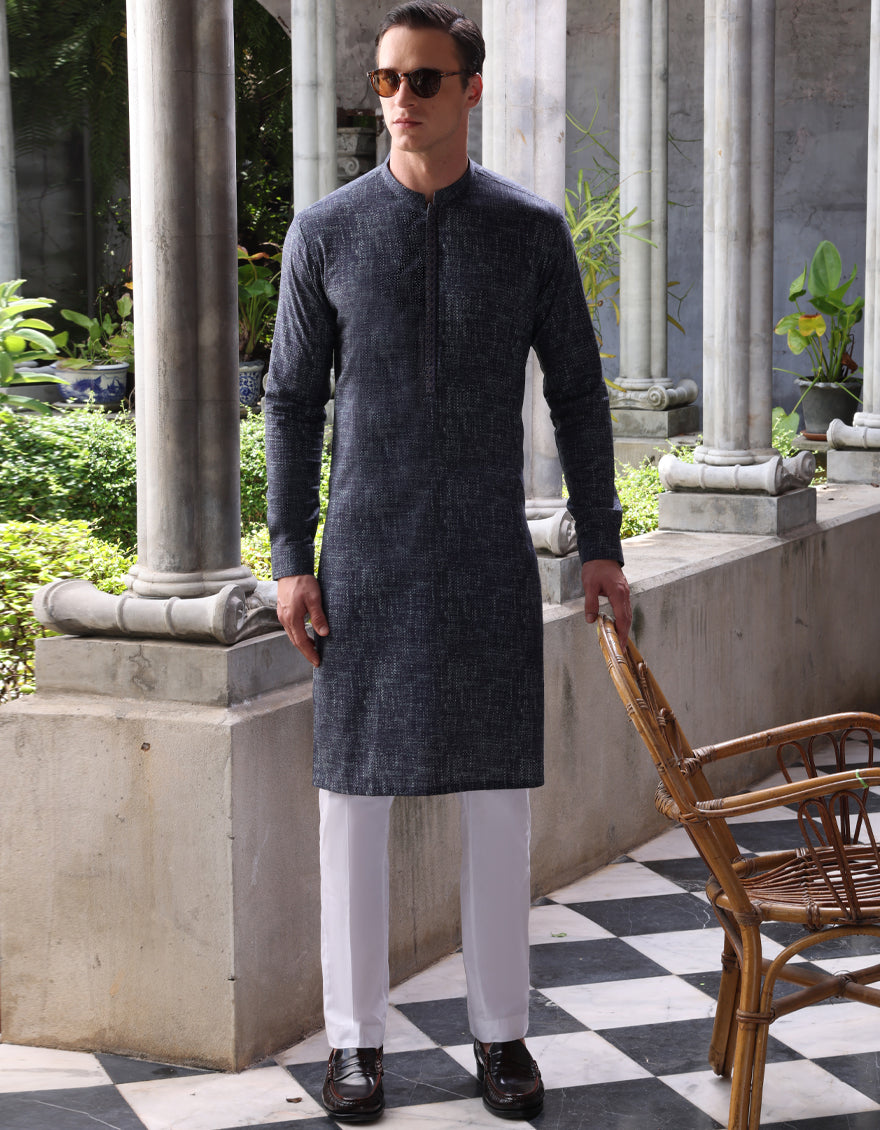 J. MENS KURTA /MID NIGHT BLUE