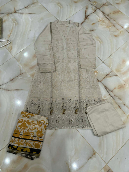 TAWAKAL 03 PC STITCH SUIT/ OFF WHITE