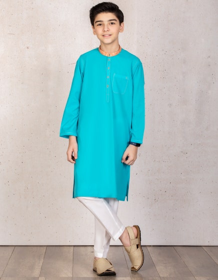 J. KIDS 01PC STITCH KURTA / TURQUOISE -35756