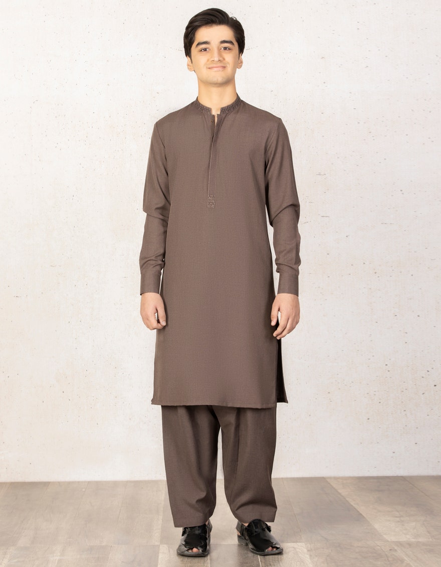 JJ-TEENS KAMEEZ SHALWAR /BROWN