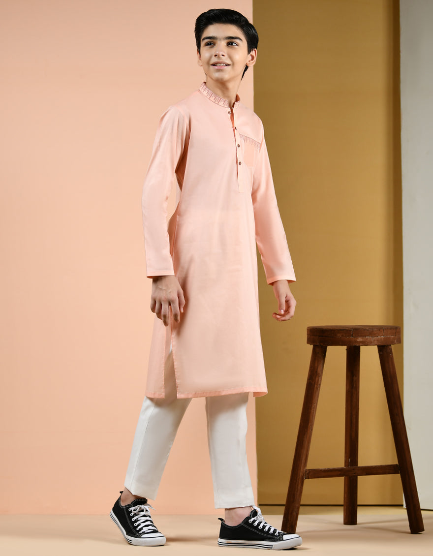 j. kids 01 pc stitch kurta / peach -35965