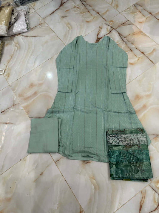 TAWAKAL 03 PC STITCH SUIT / LIGHT GREEN