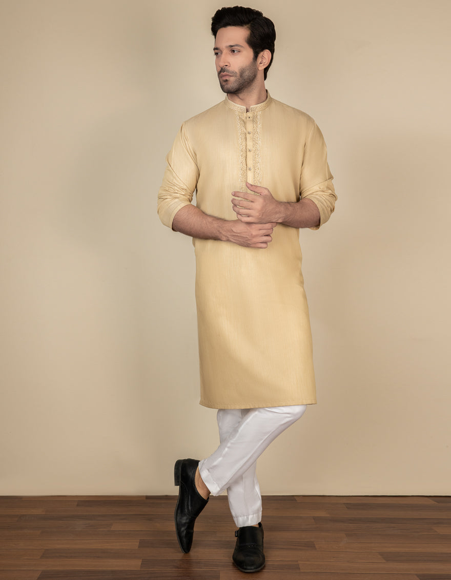 J.KURTA-STITCH/MEN-BEIGE