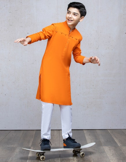J. KIDS 01 PC STITCH KURTA / ORANGE