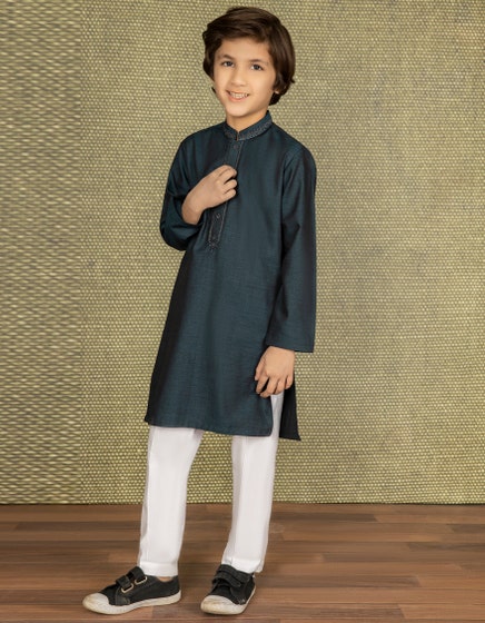 J. KIDS STITCH KURTA / DEEP SEA GREEN
