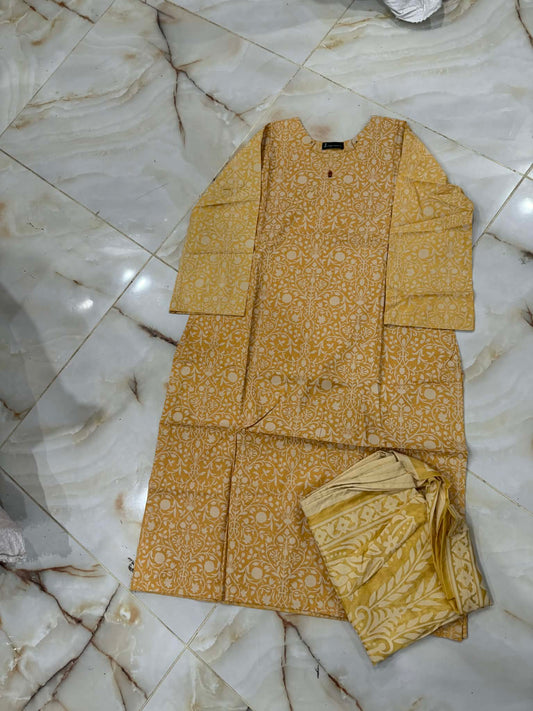 J. 02 PC STITCH SUIT / YELLOW