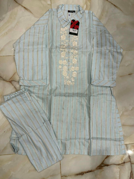 AL KARAM 02 PC STITCH SUIT / SKY BLUE