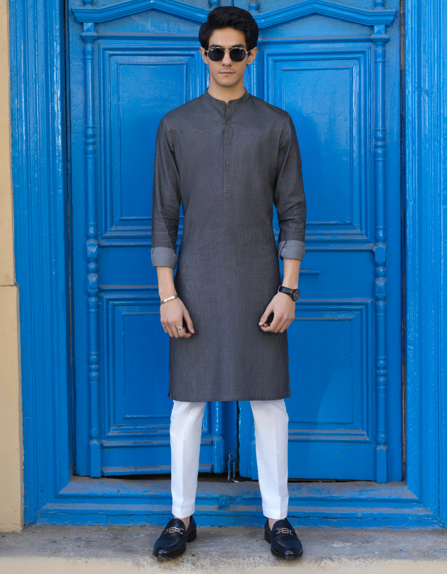 JJ MENS KURTA TROUSER/DENIM GREY