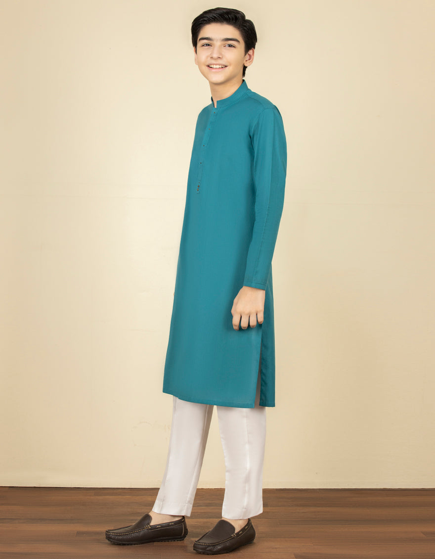 j. kids 01 pc stitch kurta / zinc blue