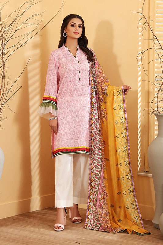 NISHAT 03 PC UNSTITCH SUIT / YELLOW