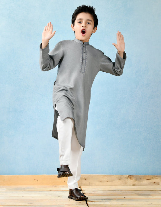 J. KIDS 01 PC STITCH KURTA / GREY