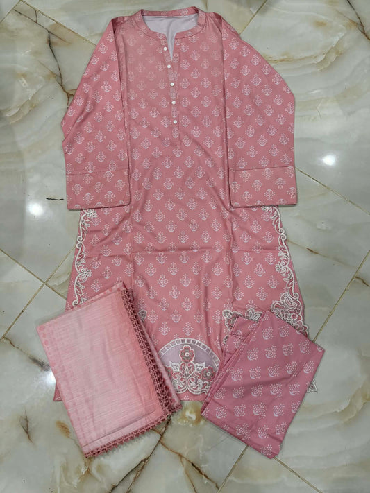 TAWAKAL 03 PC STITCH SUIT/ PINK