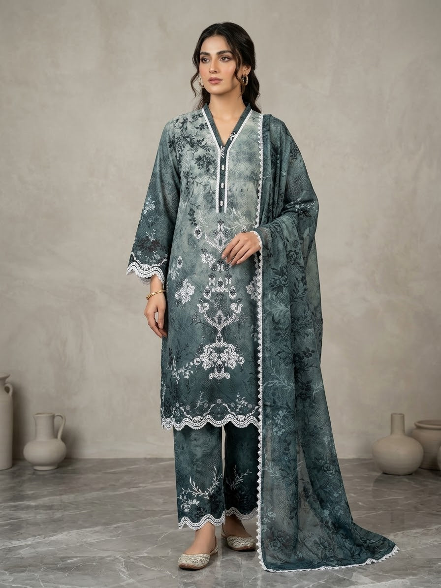 SAYA 3PC STITCH EMB CHIKENKARI DRES