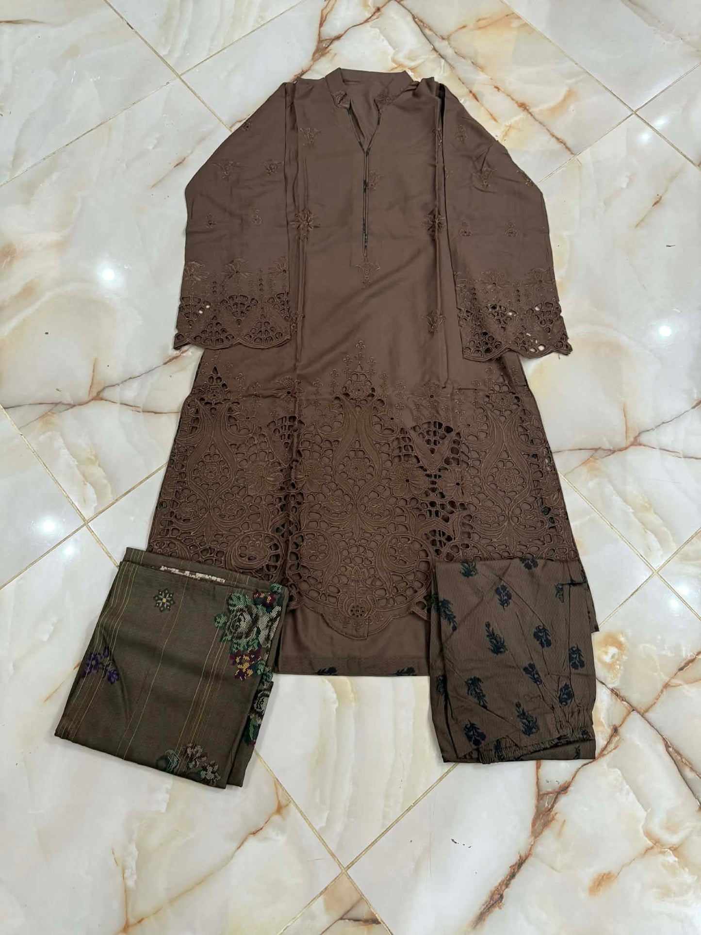 TAWAKAL 03 PC STITCH SUIT / BROWN