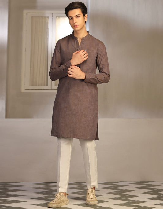 J.TEENS KURTA /HATCHED BROWN