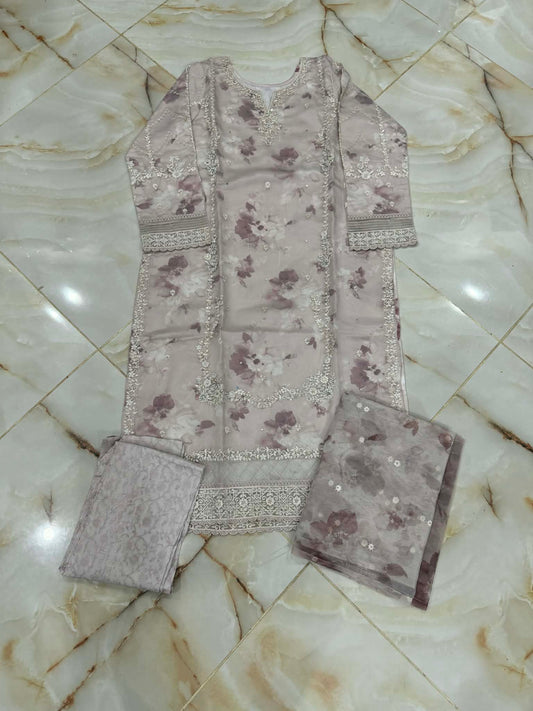 TAWAKAL 03 PC STITCH SUIT / OFF WHITE