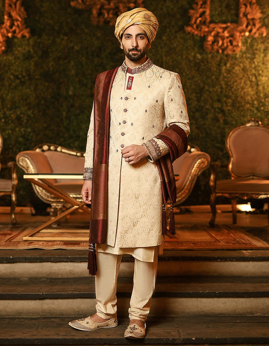 J. MENS SHERWANI /DULL GOLD