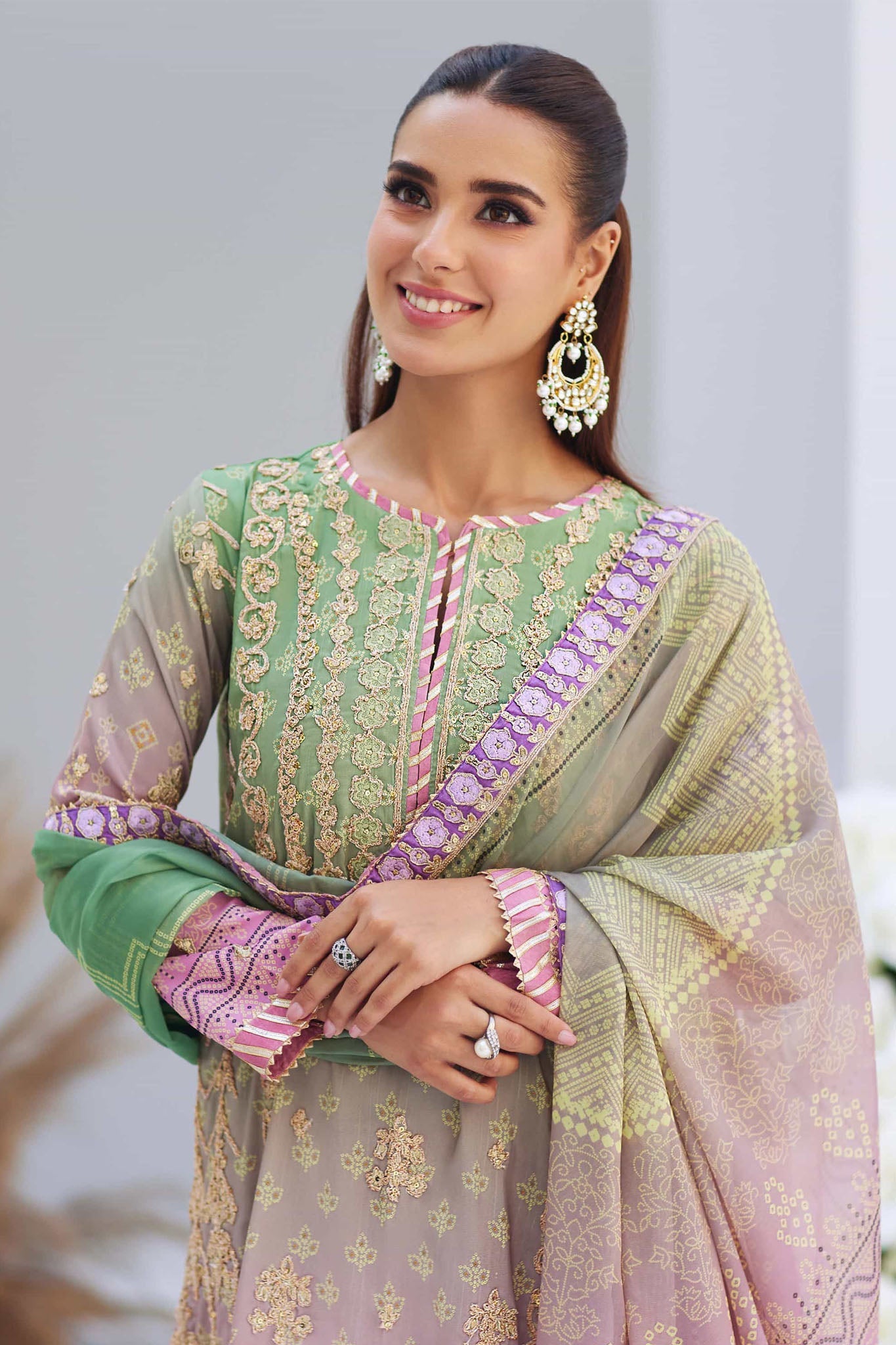 MINA HASAN 03 PC LUXURY UNSTITCH SUIT / MULTI