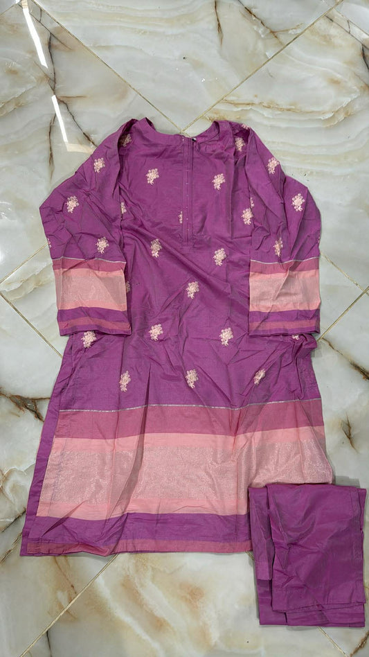 AL KARAM 02 PC STITCH SUIT / PURPLE