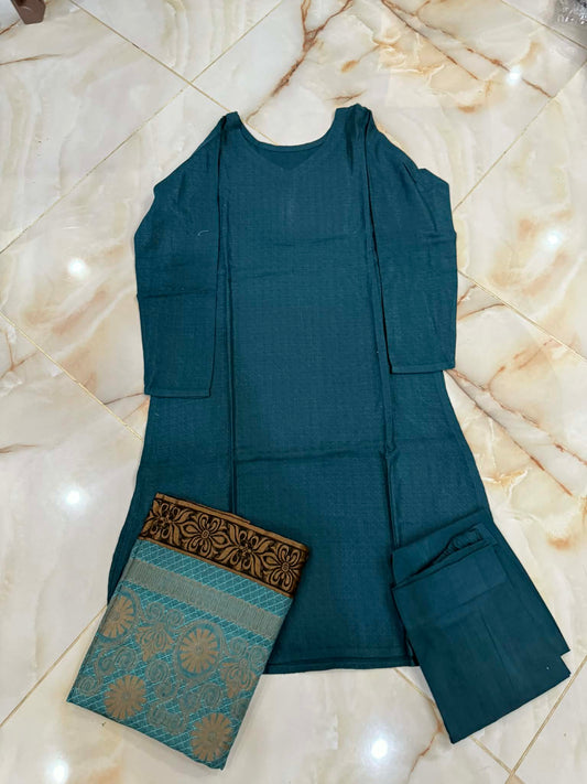 TAWAKAL 03 PC STITCH SUIT / SEA GREEN