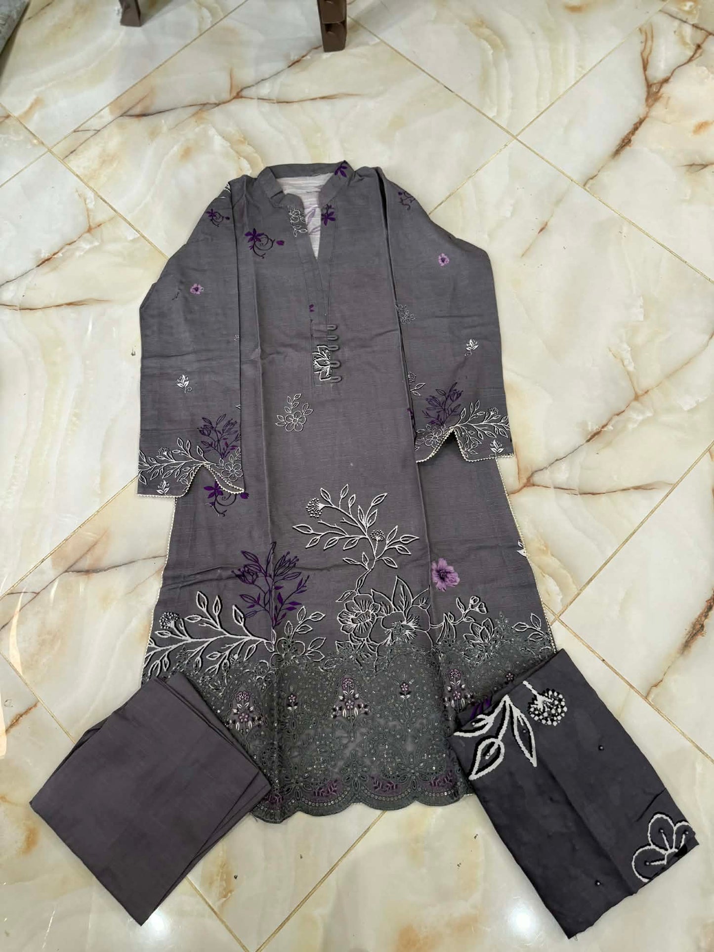 TAWAKAL 03 PC STITCH SUIT / GREY
