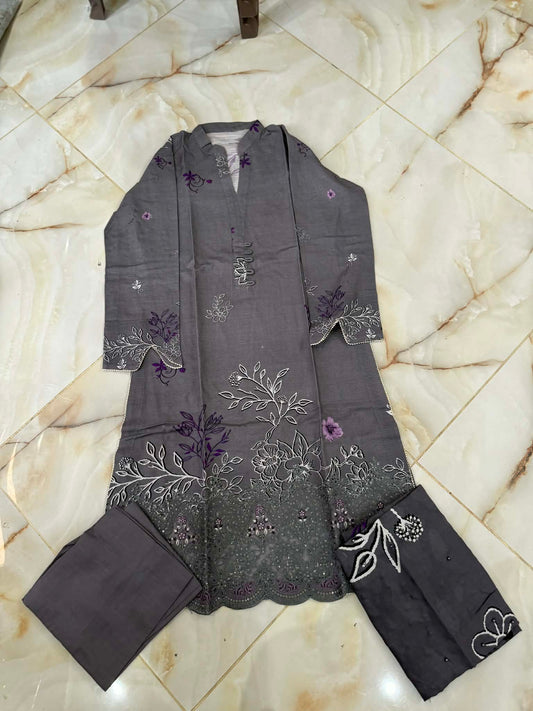 TAWAKAL 03 PC STITCH SUIT / GREY