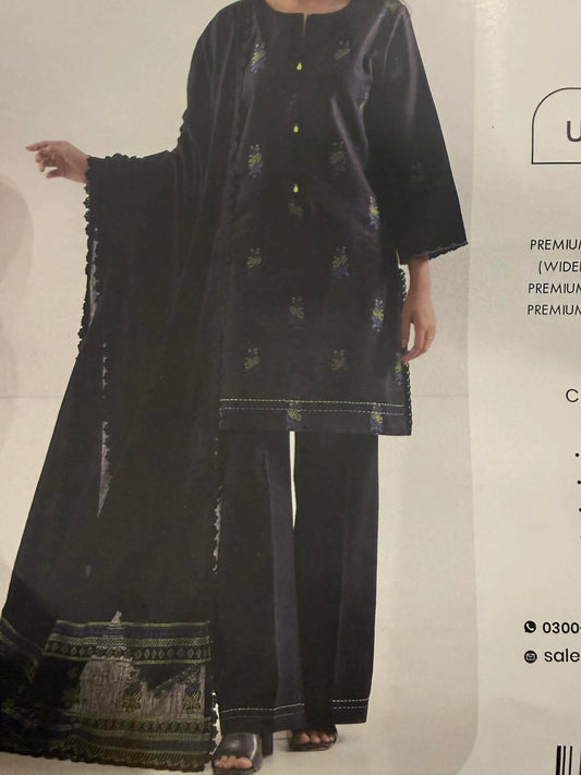 SAYA 03 PC UNSTITCH SUIT / BLACK