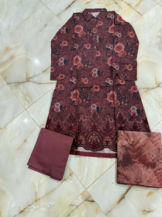 TAWAKAL 03 PC STITCH SUIT / BROWN