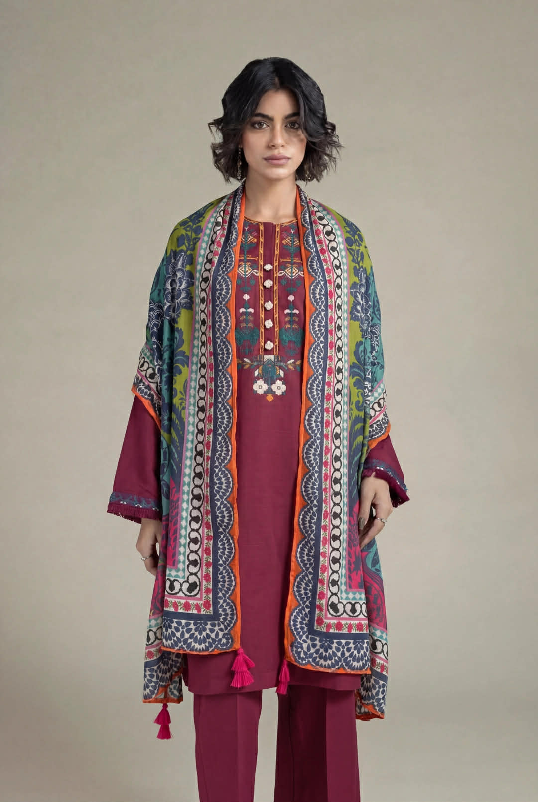 KHAADI 03 PC STITCH SUIT / PINK