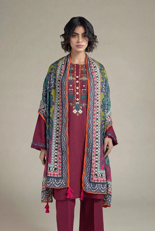 KHAADI 03 PC STITCH SUIT / PINK