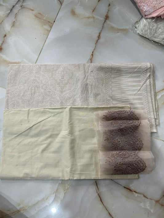 SANASAFINAZ 02 PC UNSTITCH SUIT / CREAM