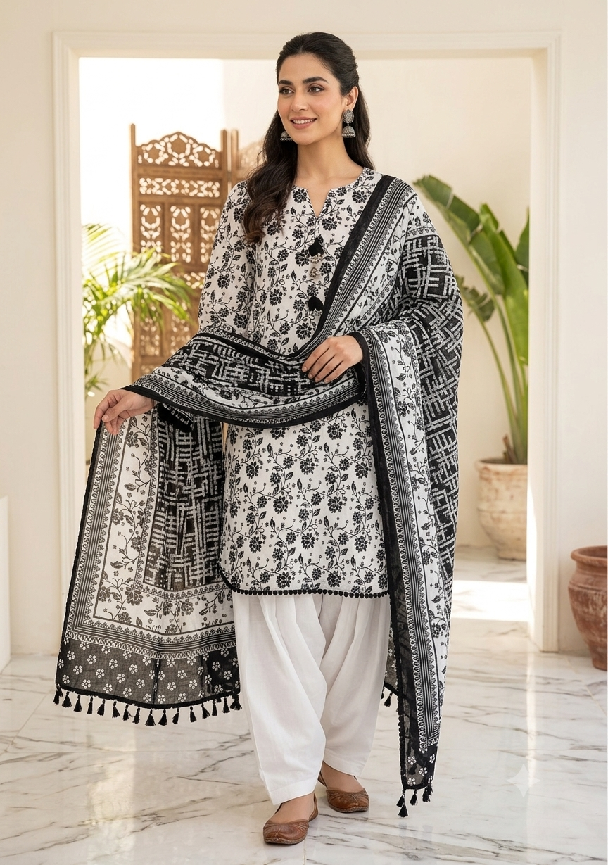 KHAADI 03 PC STITCH FANCY HAND EMBELISHED SUIT