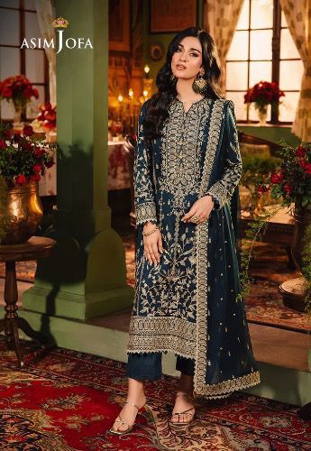 ASIM JOFA 02 PC STITCH SUIT / AQWA GREEN