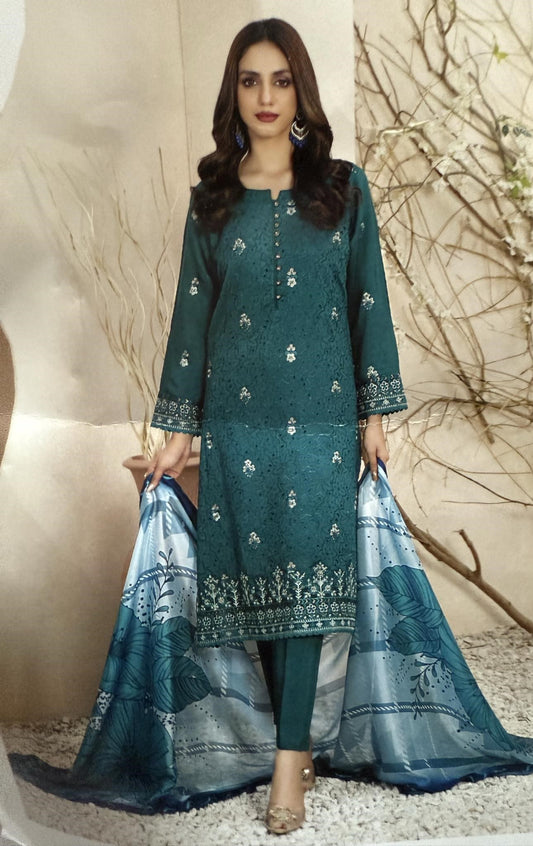 12/12 SALE TAWAKAL RUBA 03 PC STITCH SUIT / SEA GREEN