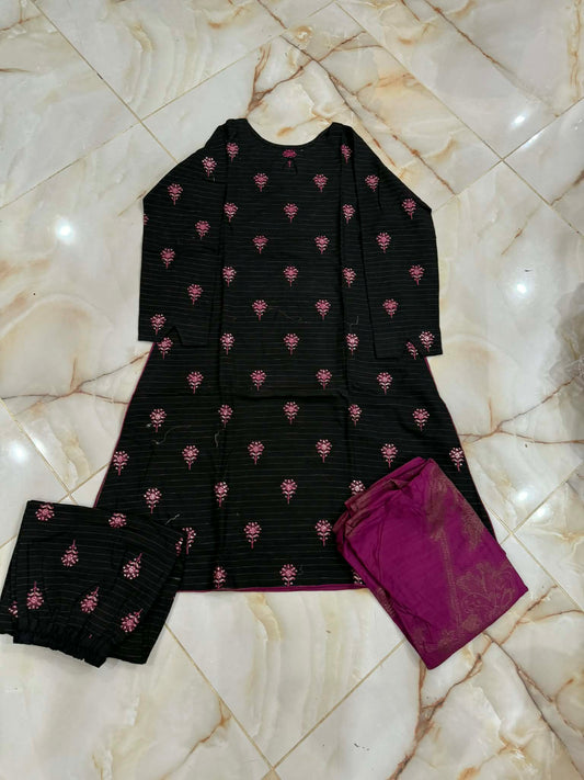 TAWAKAL 03 PC STITCH SUIT / BALCK