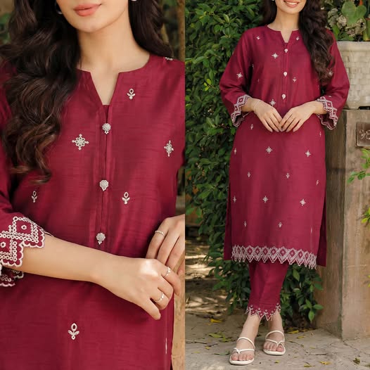SAYA 02 PC STITCH SUIT / MAROON -1055