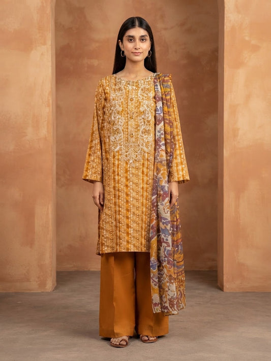 BEECHTREE 03PC UNSTITCH Emb KHADDAR/